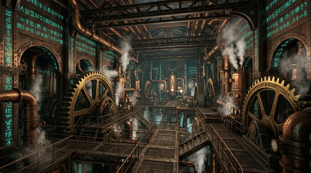 Steampunk engine room