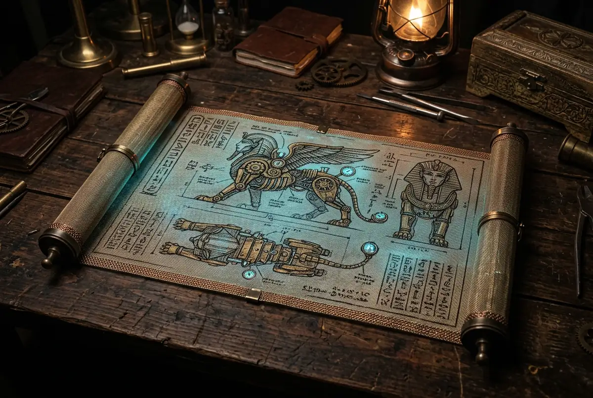 Ancient Egyptian scroll schematics